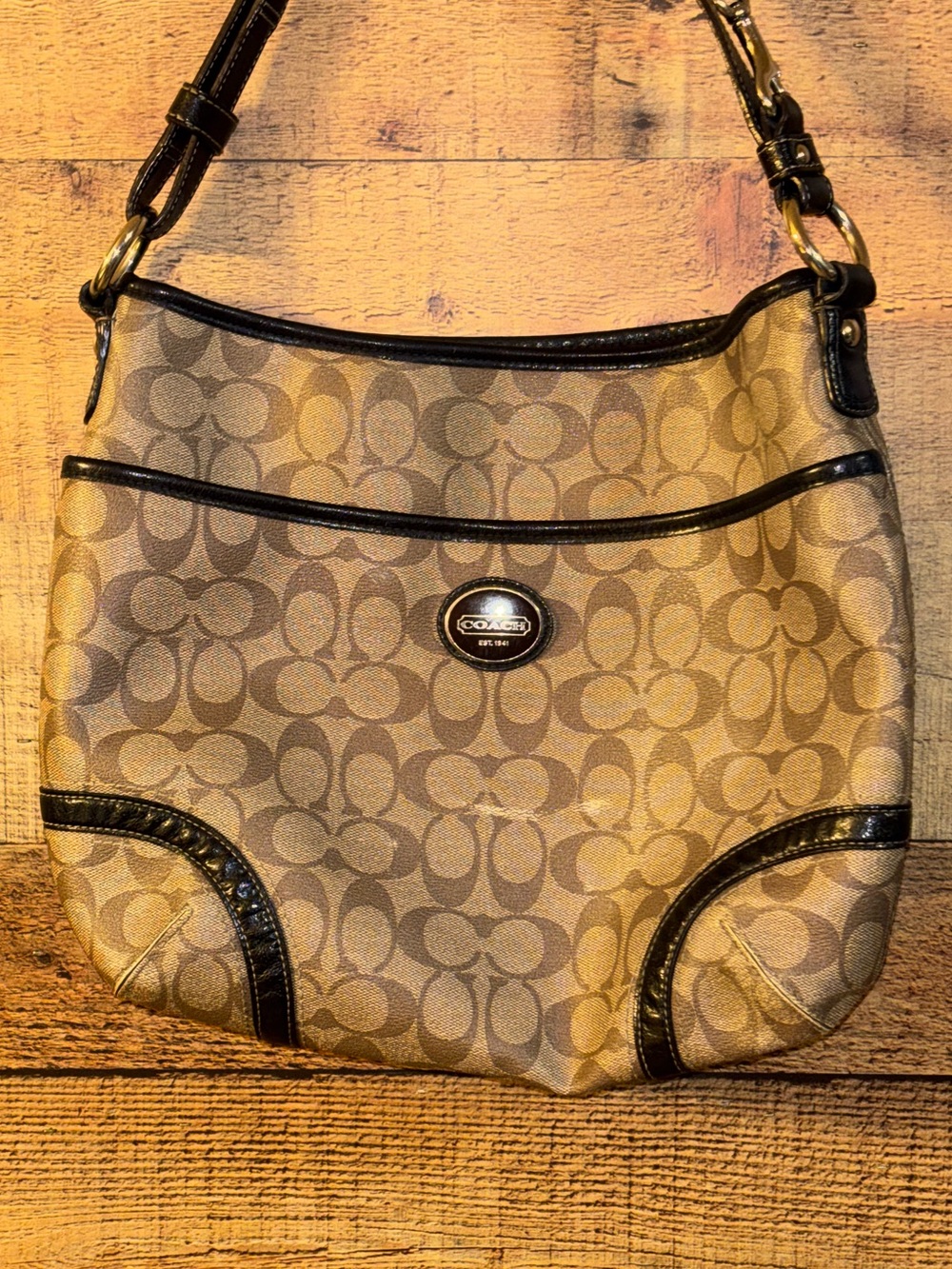 vintage Coach Peyton Signature Pocket Hobo / Shoulder Bag - Picture 3 of 13